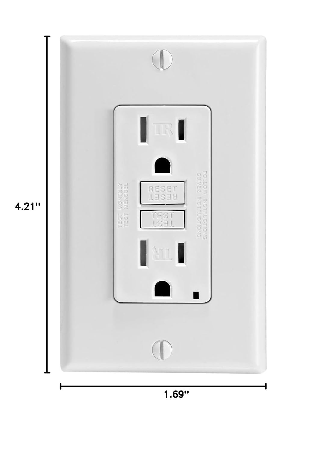 Leviton Smartest Self-Test SmartlockPro Slim GFCI Tamper-Resistant Receptacle with LED Indicator (3 Pack), GFTR1-3W, White