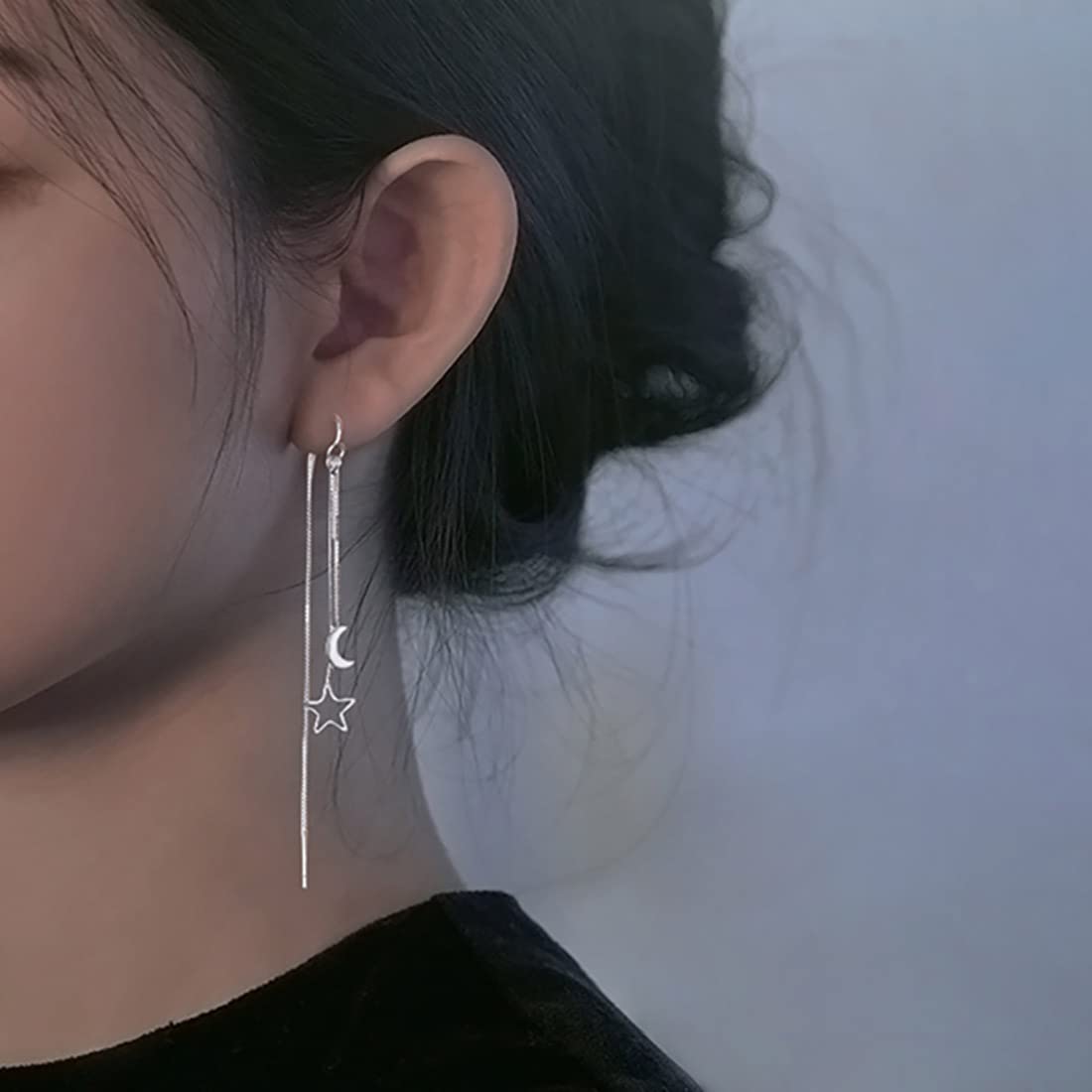 Orecchini Pendenti Orecchini Con Luna & Stella Di 925 Argento Donna