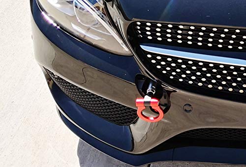 Ijdmtoy Red Track Racing Style Tow Hook Ring Compatible With Mercedes Benz W205 C-Class, X204 Glk-Class, X205 Glc-Class, W212 W213 E-Class & W166 Gle-Class, Made Of Lightweight Aluminum #TOP7