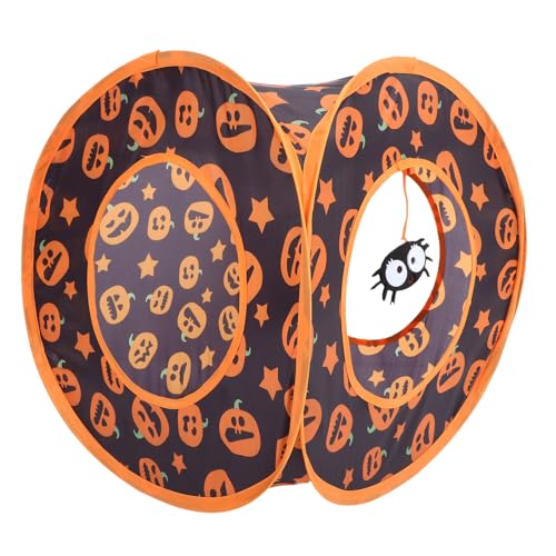 HANABASS Halloween Decorative Cat Tunnel Bed, Pop Up Cat Cube Collapsible Cat Hideouts Play House Cat Cave Tent Haunted House for Indoor Outdoor Kittens Cats B