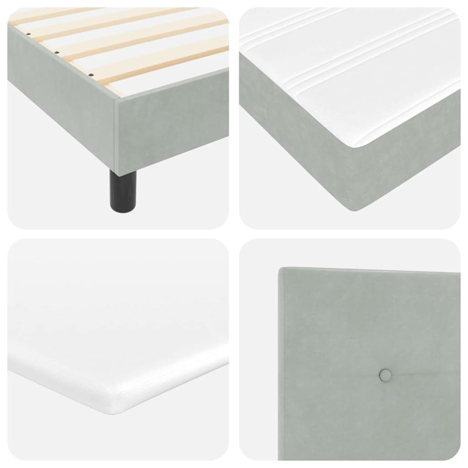 ATOMSTACK MAKER Cama con somier de 90 x 200 cm, color gris claro con cabecero ajustable y colchón de muelles ensacados – Moderna cama de terciopelo para dormitorio, lectura y relajación