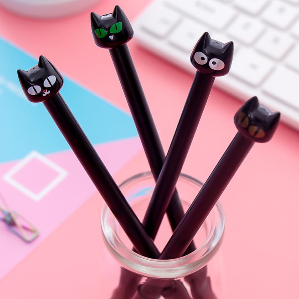 Ranvi Cute Animal Shapes Gel Ink Pens Student Stationery Office Supplies 4 Style -Cat(16 Pieces) - Image 3
