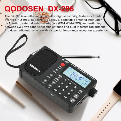 Qodosen Dx-286 Radio, Portable Shortwave Radio Am Fm Lw Sw Ultra-High Sensitivity Full-Band Radio With Tef6686 Chip With Two 3350Mah 18650 Batteries thumb #1