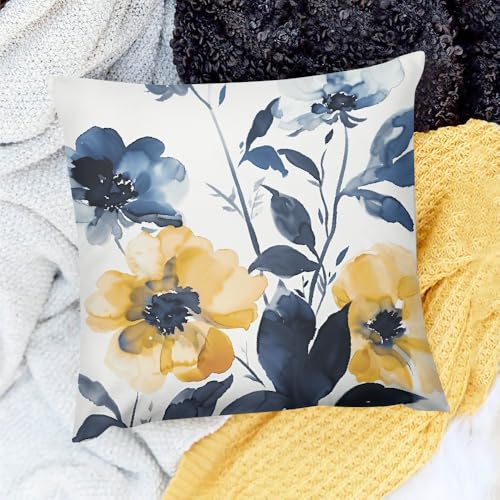 KANXLAN Decorative Throw Pillow Cover - Flowers Leaves Annabel Kidston Theme for Home Sofa Couch 18x18in