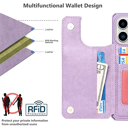 Étui à rabat iPhone 13 Pro en cuir synthétique de qualité violet - 3