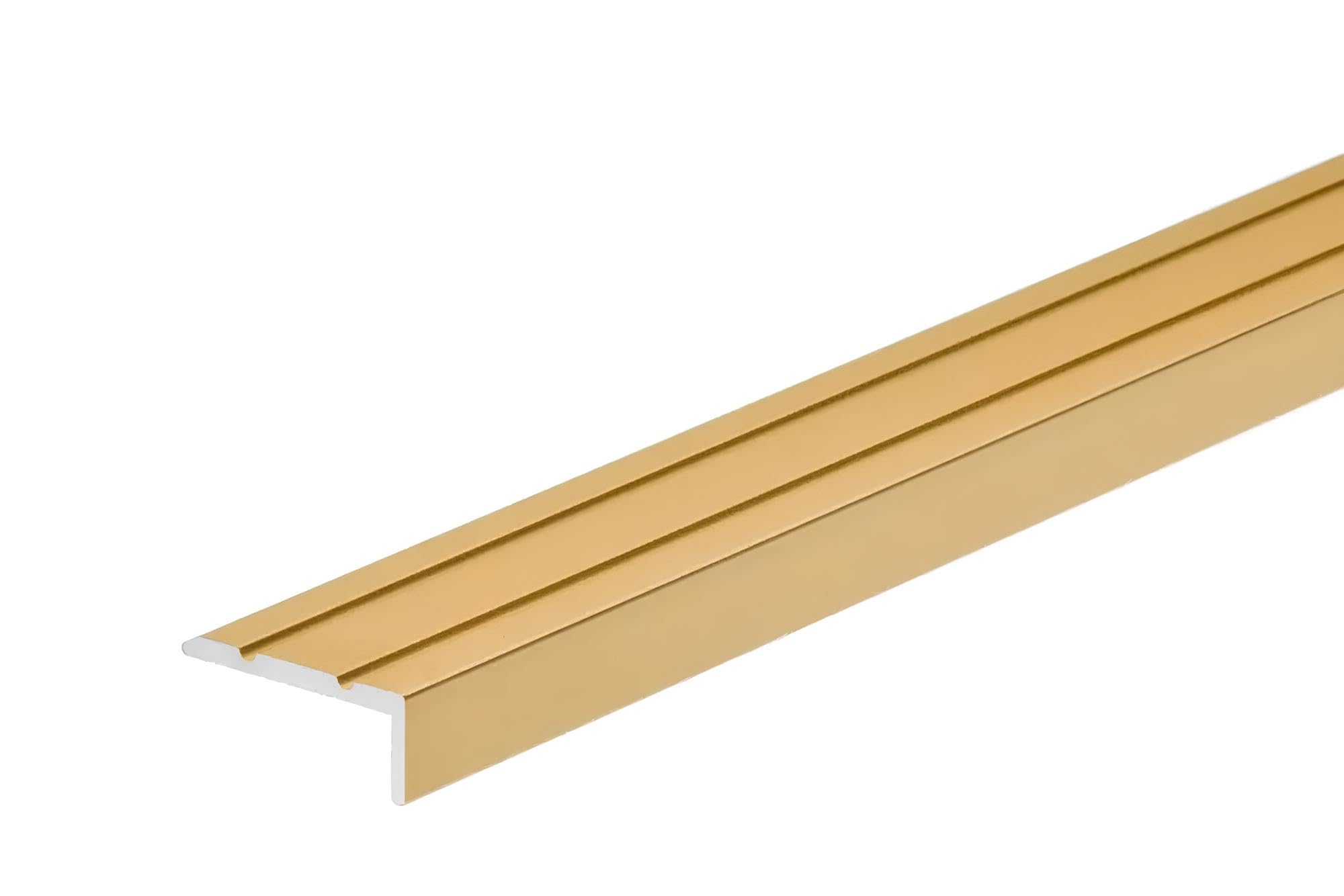 Mw Profiles Gold Aluminium Anti Non Slip Self Adhesive Stair Edge Nosing 25X10 Mm - 1M (39.37") Rubust Trim Lsw10k Tmw Profiles (Gold)
