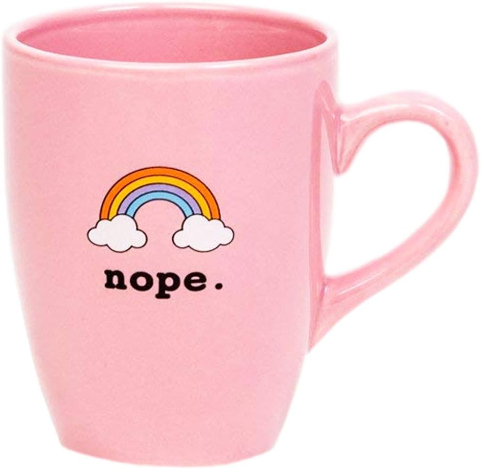 Ankit Coffee Mugs for Women - JUMBO 18 Oz Pink Nope Rainbow Quote Coffee Mug for Girls Women