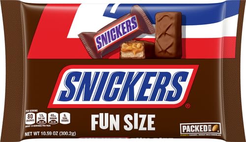 Image of SNICKERS Fun Size College Basketball Milk Chocolate Candy Bars, 10.59 Oz Bag (Pack of 2)