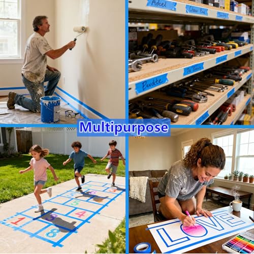 Image of 4 Rolls Premium Painters Tape, Blue Tape, Masking Tape, (88yd=4Rolls*0.71in*22yd),Decoration Labeling No Residue, Easy Removal，Paint Tape for Multi-Purpose, Painting, Painter's, DIY Crafts Arts