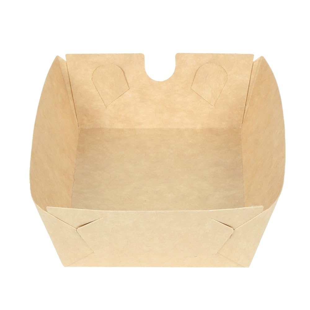 Disposable Cardboard Tray – Size: 9.5x13.5x3.5 cm – 100 Pieces (Kraft)