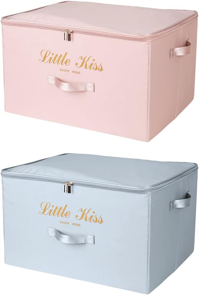 Clothes Quilt Storage Box, Foldable Storage Bags With Lid And Handles,Bedroom Storage Large Capacity For Bedding, Blankets Clothes