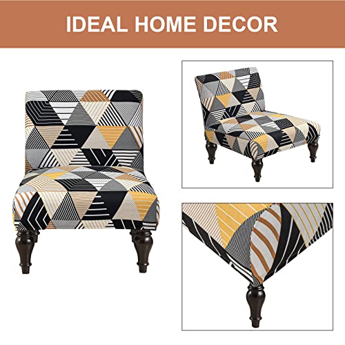 Image of Eco-Ancheng Armless Chair Slipcover Removable Armless Accent Chairs Covers Washable Armless Slipper Chair Slipcover Printed Armless Chair Furniture Protector Covers for Living Dining Room Hotel