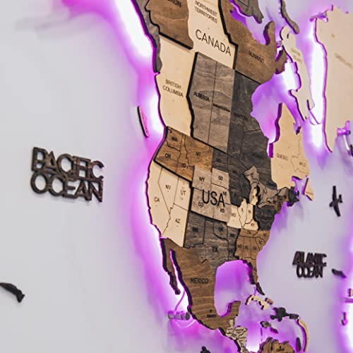 Enjoy The Wood 3D Wood World Map Led Wall Art Modern Home Decor Gifts Led Lighting Wall Decor Housewarming Gift (Multicolor, X-Large) #TOP3