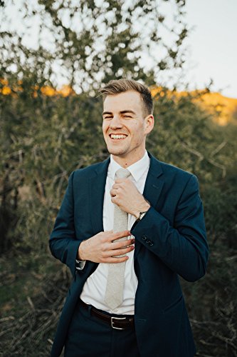 Image of DAZI Men's Skinny Tie, Cotton Wool Linen Necktie, Great for Weddings, Groom, Groomsmen, Missions, Dances, Gifts.