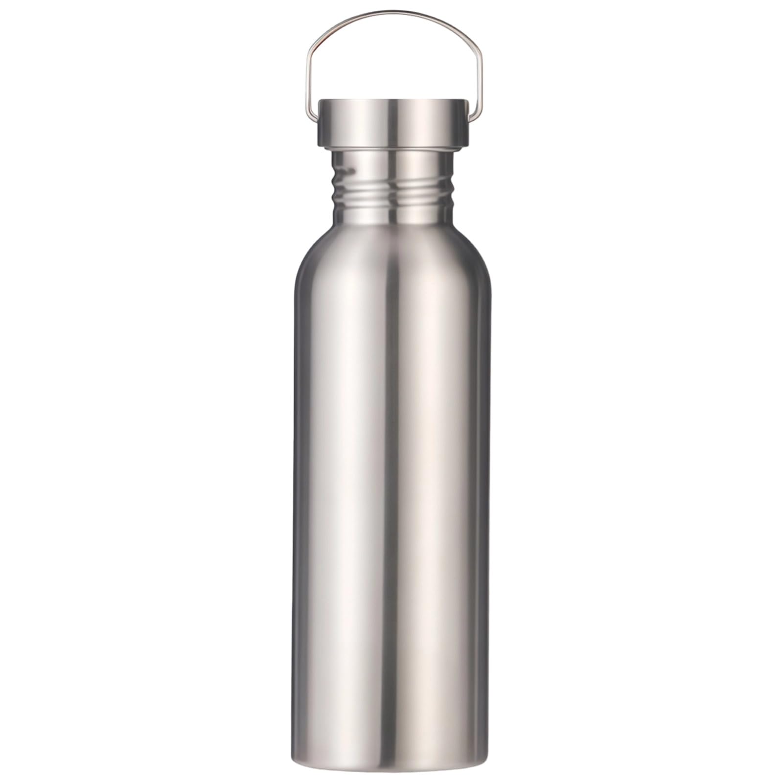 750 ml Edelstahl Trinkflasche, für Ultralight Backpacking und Wandern, einlagiges Design, abnehmbarer Metallgriff, mit Isolierhülle und Reinigungsbürste, für Outdoor Sport und Reisen