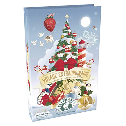 512lHm0f45L Elephant Calendrier de l'Avent, Assortiment de 48 sachets d'Infusions Aromatisées et Non-Aromatisé