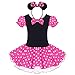 IBTOM CASTLE Neugeborene Baby Minnie Kostüm Prinzessin Mädchen Säuglings Kleinkind Tüll Kleider Festlich Polka Dots Trikot Tanzkleider Weihnachten Cosplay Kleid mit Maus Ohren Rosa 3-4 Jahre