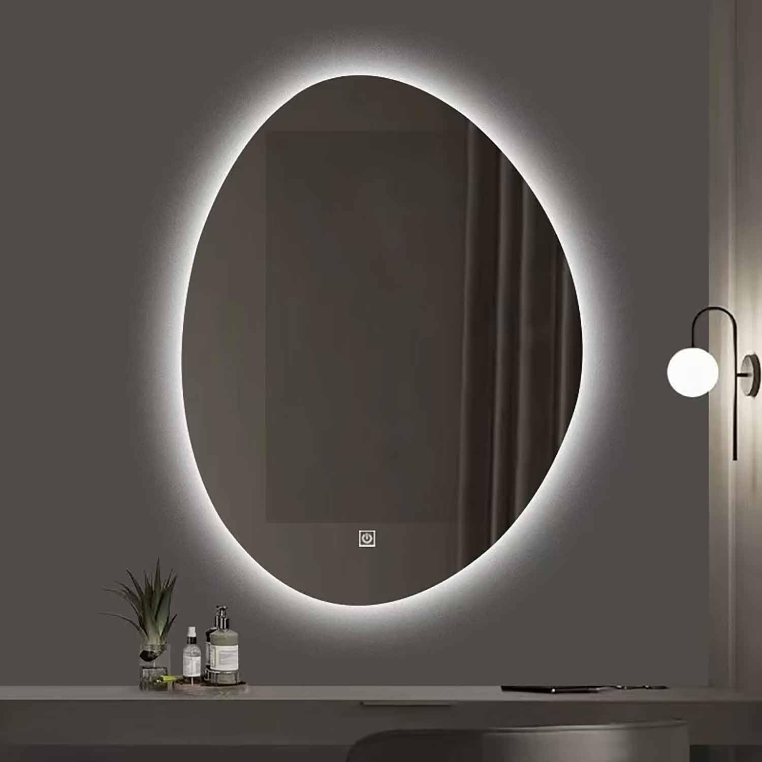 Miroir asymétrique LED anti-ombre pour maquillage et salle de bain
