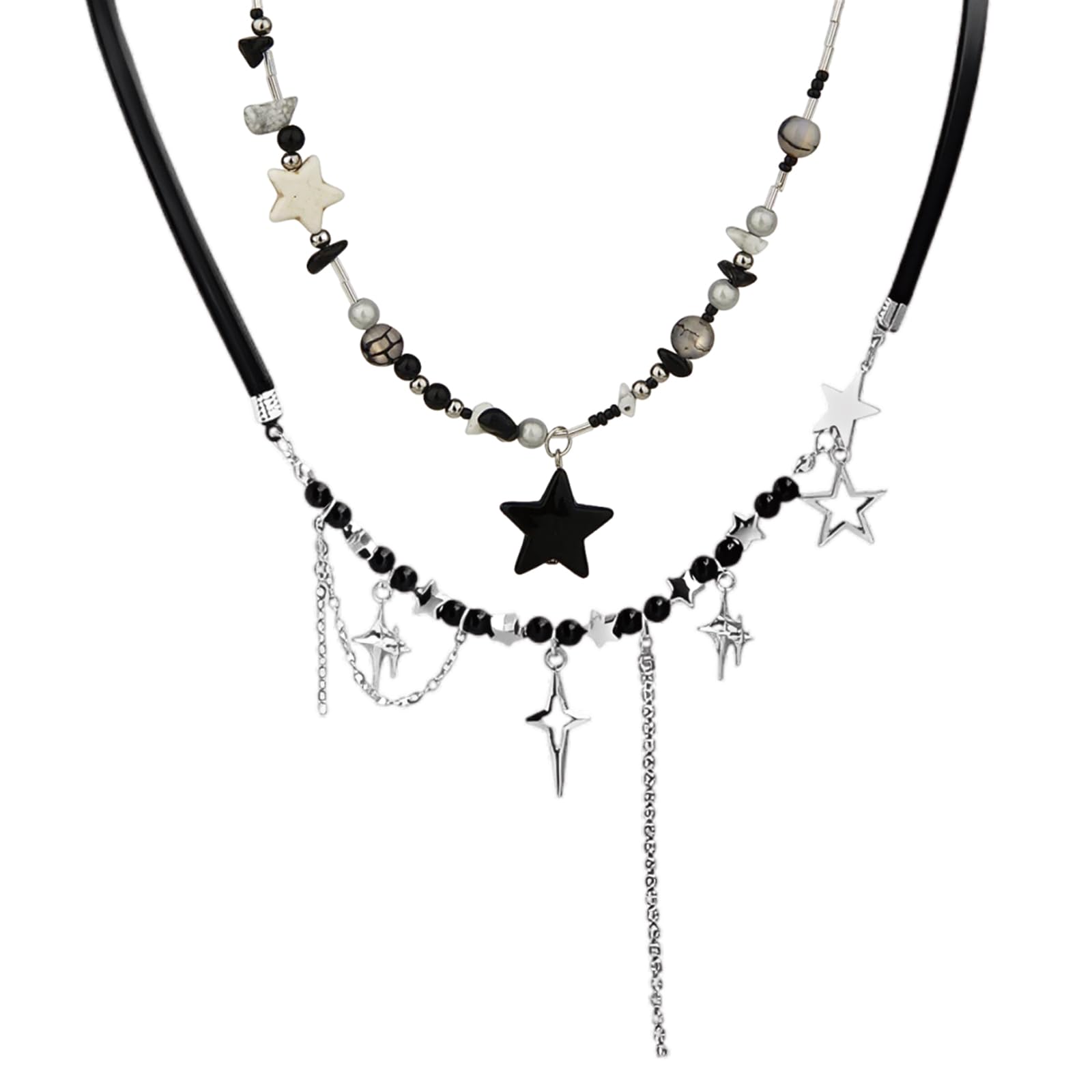 Star Necklace, Y2K Starry Glow Necklace Set, Gothic Style Accessories, 2PCS Star Pendant Jewellery for Layering and Daily Wear, Aesthetic Fashion Necklaces for Women-image-24