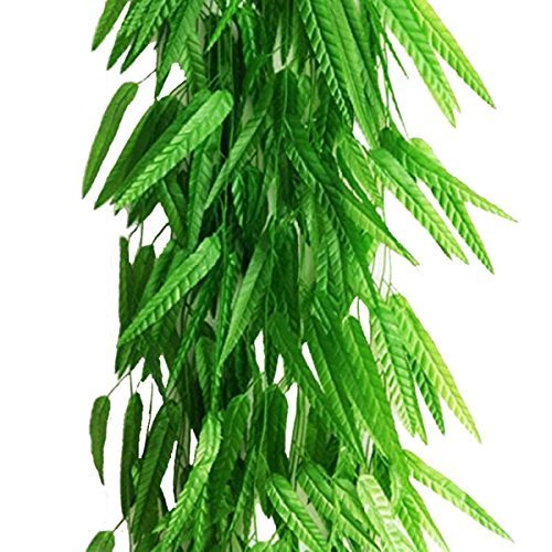 ArtfenFake Green Willow Rattan 71 Inch 50 Pack Artificial Green Bamboo Leaves Artificial Greenery Lvy Vine Leaves Artificial Flower Garland for Home Hotel Office Wedding Party Garden Decor