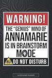  Annamarie: Warning The Genius Mind Of Annamarie Is In Brainstorm Mode - Annamarie Name Custom Gift Planner Calendar Notebook Journal