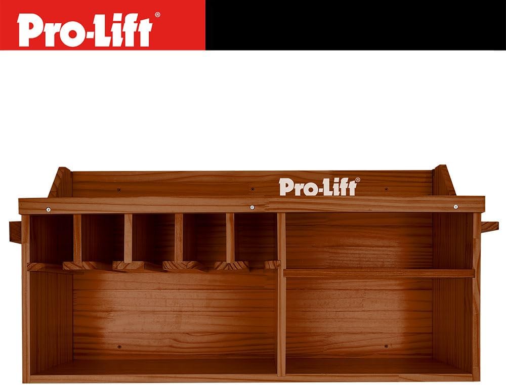 Pro Lift Cordless Drill Organizer – wall mount power tool storage rack, 5 hanging slots, wooden M-004W2