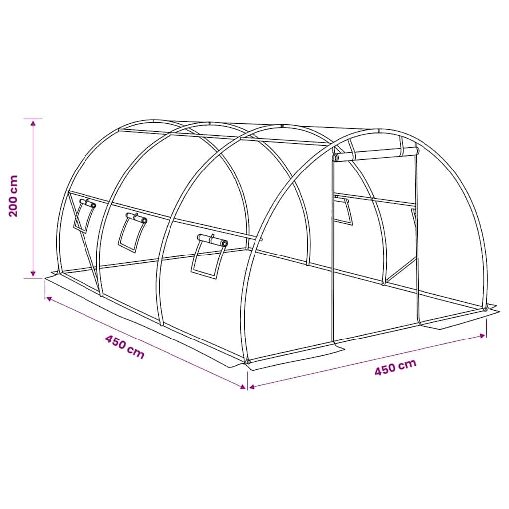 vidaXL Szklarnia ogrodowa, 13,5 m², 450x300x200 cm