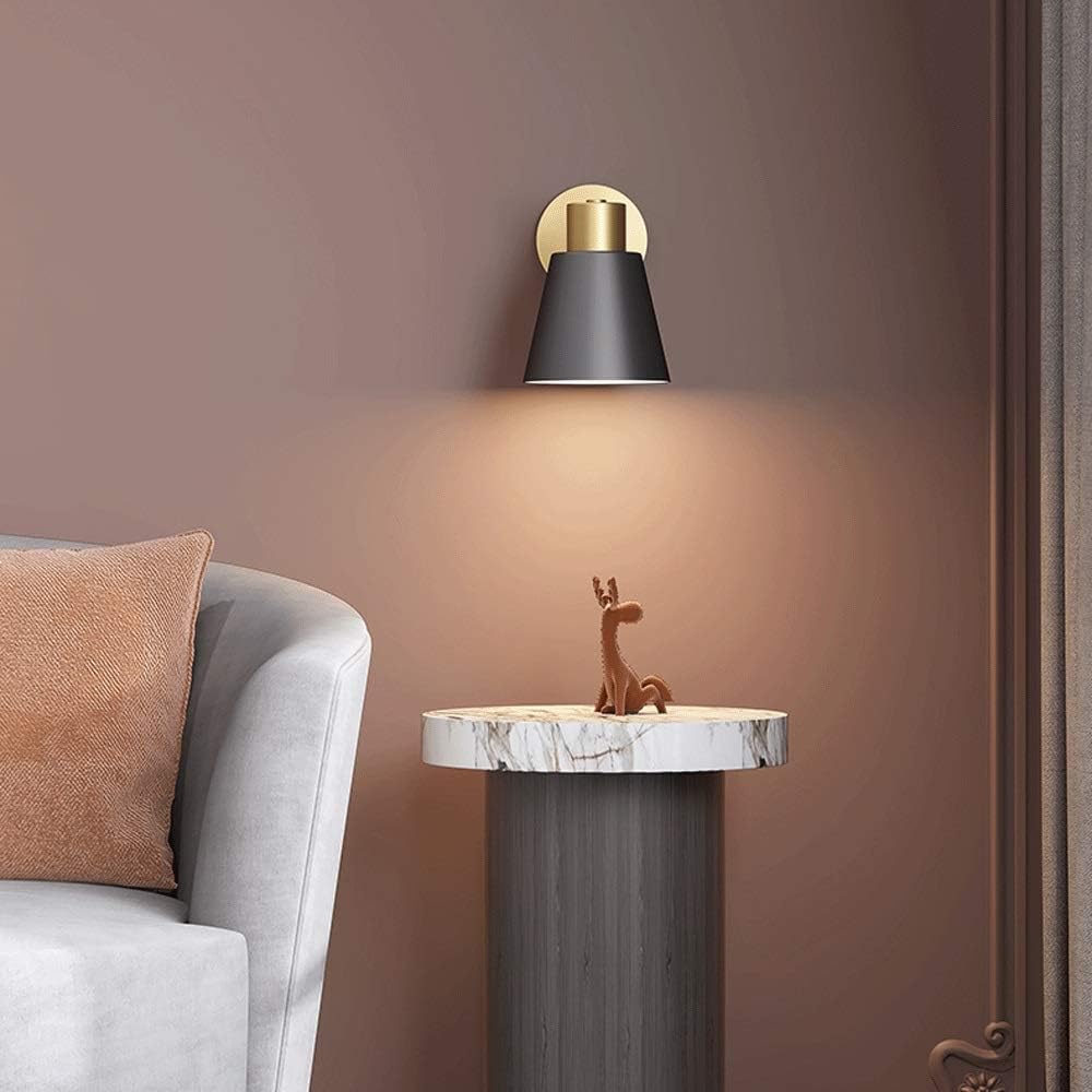 VGTLAKEX Wall Light Rotatable Sconce Bedside Lamp Black Metal Lampshade Golden Light Interior Lighting Fixtures E27 Headboard Living