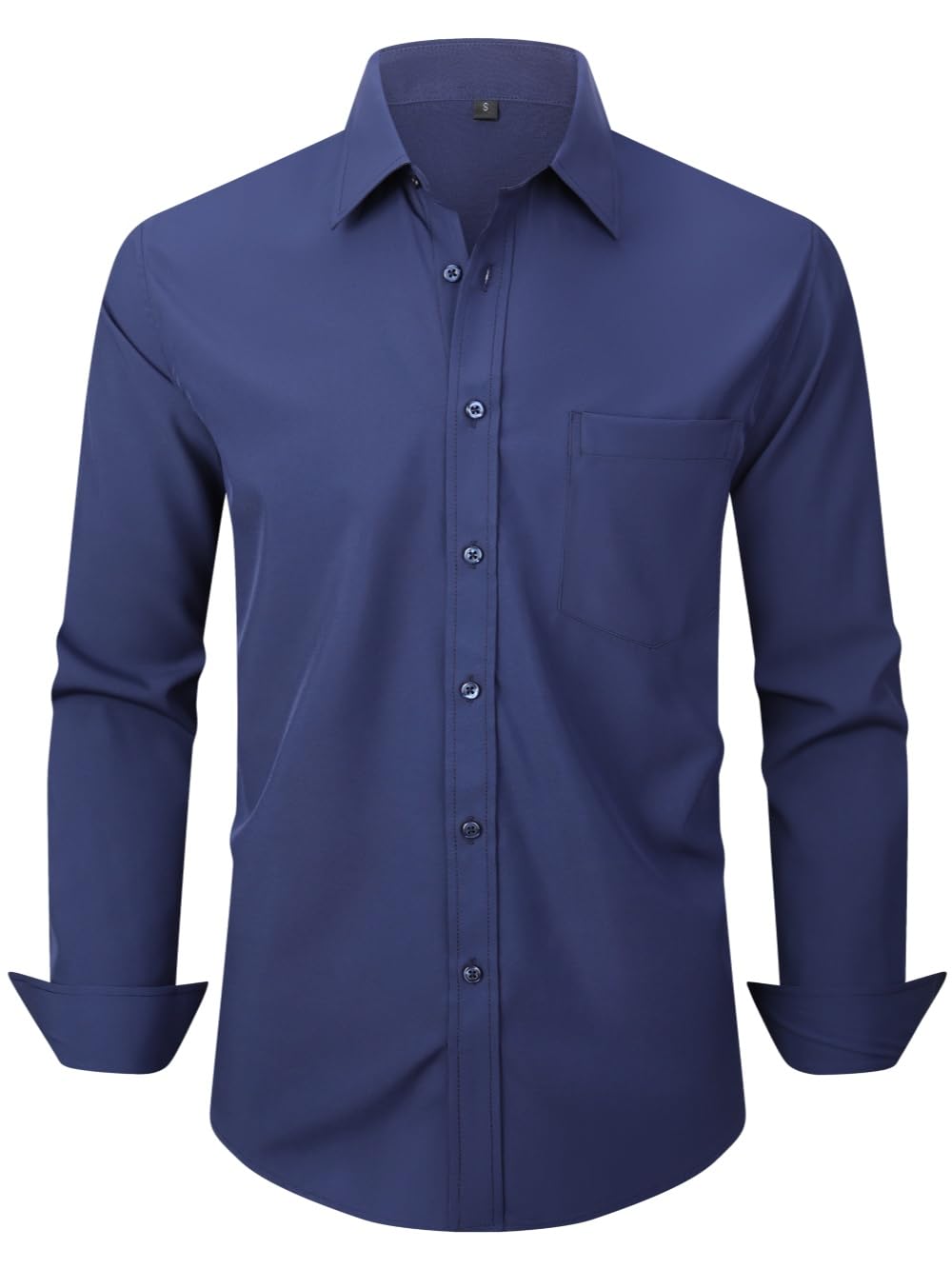 Men's Dress Shirts Long Sleeve Button Down Shirt Business Formal Stretch Shirt Regular Fit with Pockets
