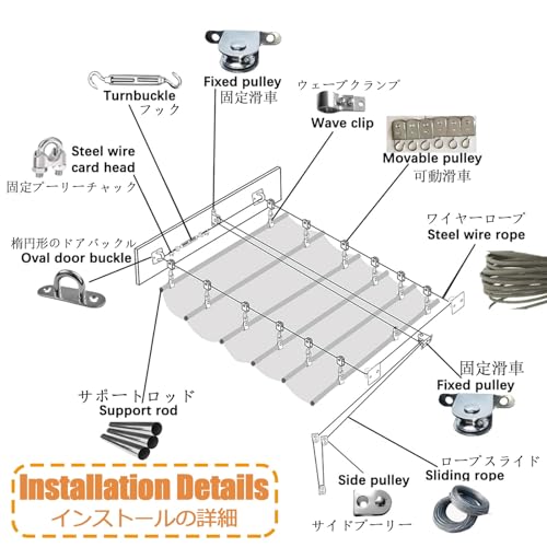 Auvent de pergola imperméable rétractable housse de rechange 0,8 m - 8