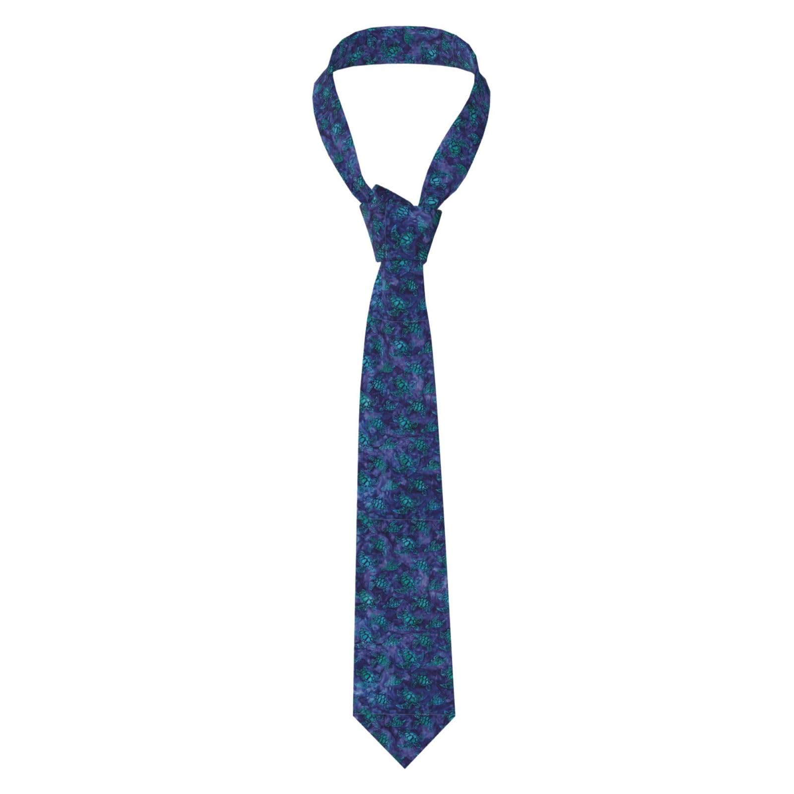 Anceky Men's As Pic Robert Kaufman Batik Fabric In Dark Purple With Turtles Tie For ,Fashion Novelty Skinny Necktie