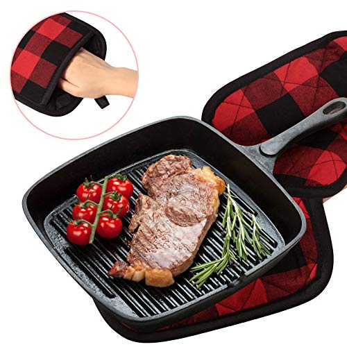 6 Pieces Valentine's Day Buffalo Check Pot Holders With Pocket, Classic Farmhouse Hot Pad Buffalo Plaid Cloth Potholders Heat Insulation Potholder For Kitchen Cooking Baking (Red Black) #TOP4