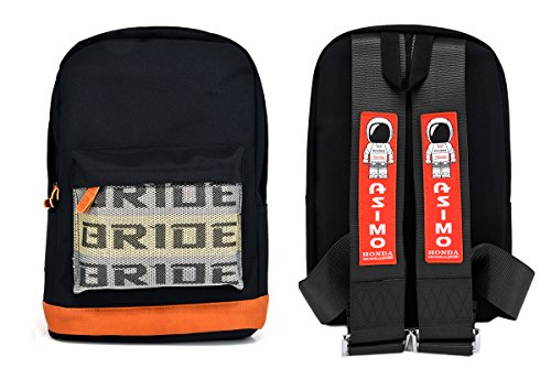 New Bride Racing Backpack with ASIMO Racing Harness Shoulder Straps Black