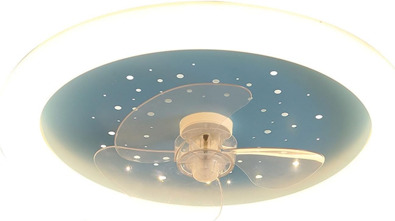 Children's Room Lighting Round Full Star Ceiling Fan Light 3 Color 6 Speeds Ceiling Fan Lamp Remote Control Quiet Reversible Ceiling Fan Light Fixture for Bedroom Living Room Kitchen Hotel
