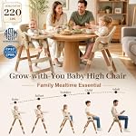 Convertible Baby High Chair, 7 Height Adjustable for All Ages, Khaki | 5-in-1 High chairs for Babies & Toddlers, Growth Convertible Design, Portable High Chair, 5-Point Harness