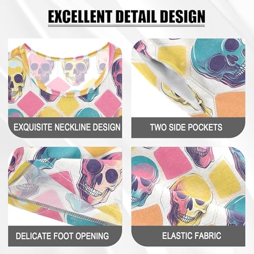 Skull Pajama Set Pajamas Sleepwear Nightwear Loungewear Clothes Set B04043524