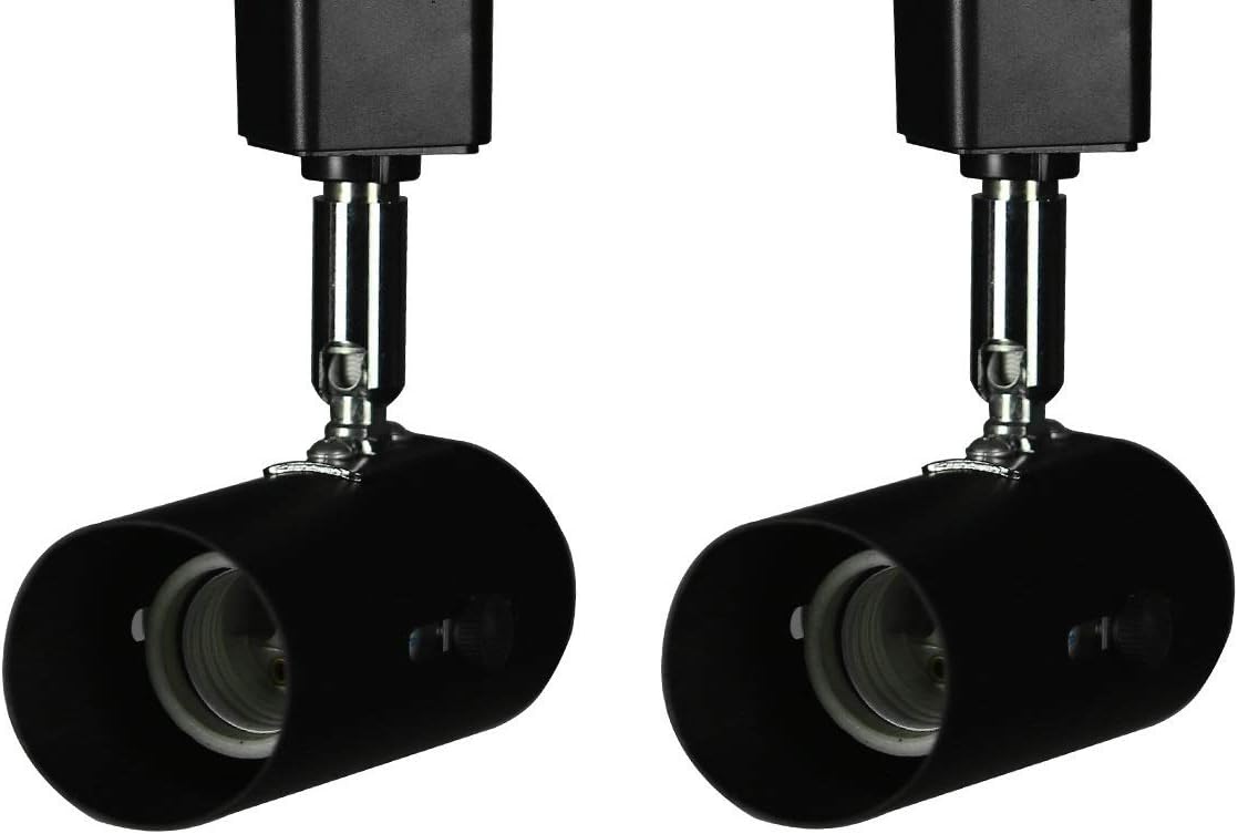 KING SHA 2 Pack Universal Line Voltage Track Lighting Heads Compatible H Type 3-Wire Single Circuit Track Systems,E26 Base,Black,ETL Listed