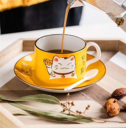 ラッキーキャット マグカップとスプーンセット Amazon.co.jp: EatingBiting 5色 手作り ラッキーキャット 招き猫