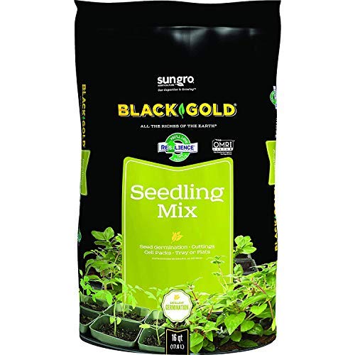 Sun Gro Black Gold Seedling Germination Mix for Seeds, Cutting, Vegetables, and Herbs, 16 Quart Bag (6 Pack)