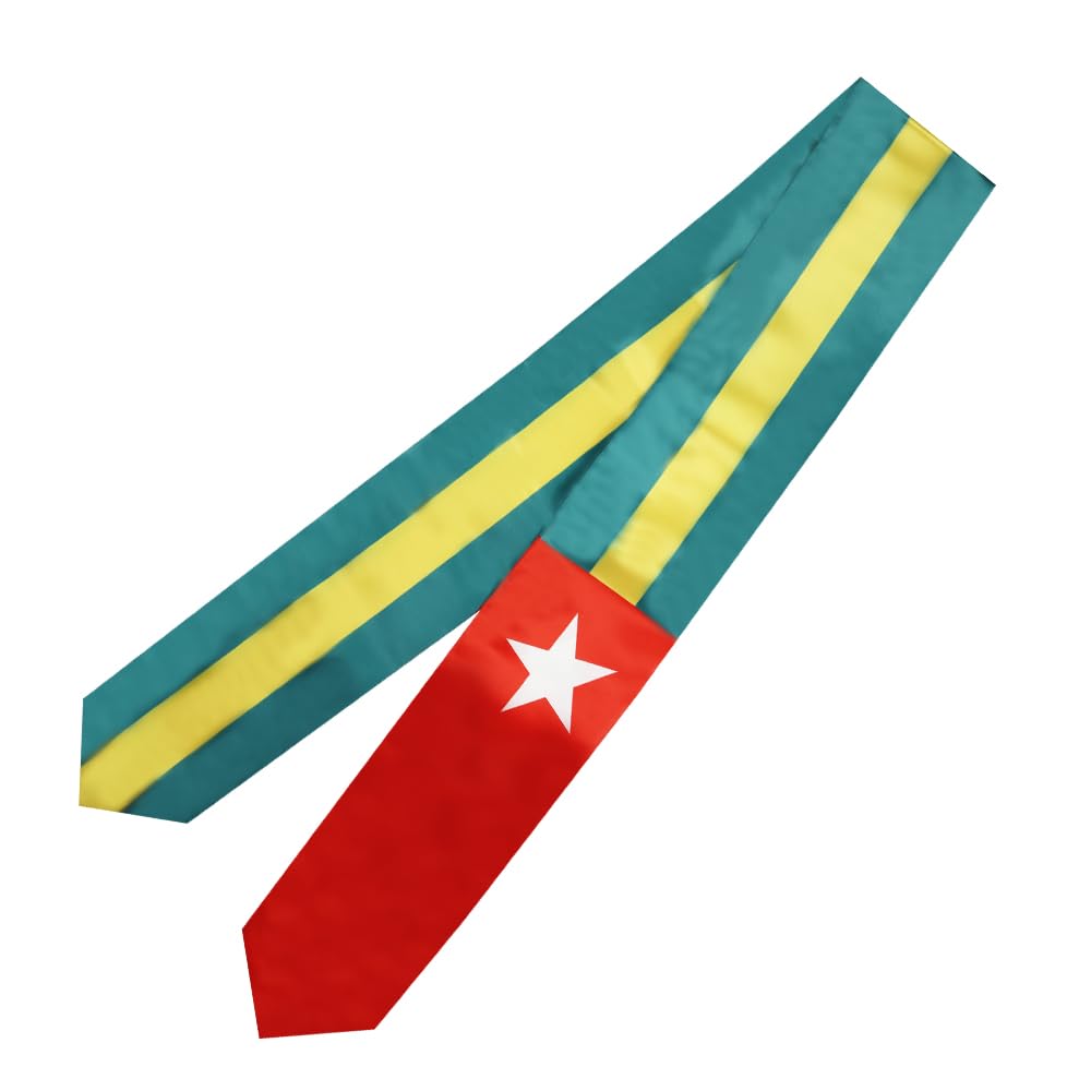 SNUWITH Togo Flag Graduation Sash/Stole/Scarf 180X13CM Double Sided for Study Aboard International Students Graduation Decoration Item Gift