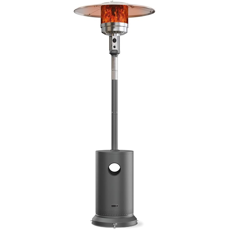 EAST OAK 50,000 BTU Patio Heater for Outdoor Use With Round Table Design, Double-Layer Stainless Steel Burner and Wheels, Outdoor Patio Heater for Home and Commercial, Gray, 31.9 x 31.9 x 86.6 inches