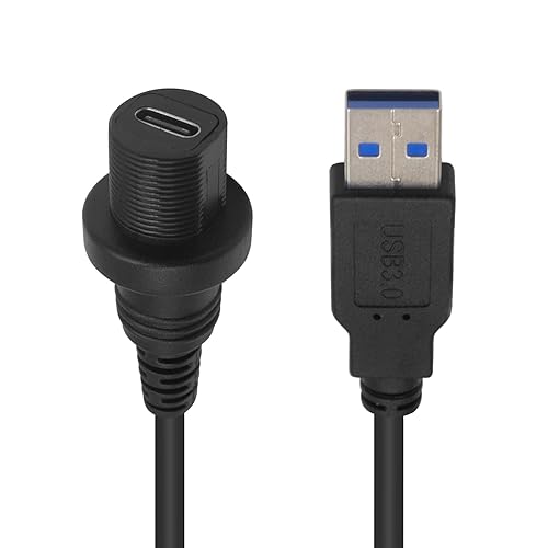 Miniatura 5 de Duttek Cable USB tipo C a USB3.0 impermeable para panel de carga, USB 3.0 macho a tipo C 3.0 hembra para montaje en automóvil, tablero de automóvil,