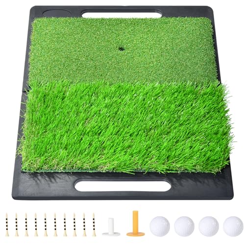 Ausluofell Golf Abschlagmatte 51 x 40 cm Golf Übungsmatte mit 4 Golfbällen & Zubehör für Zuhause Indoor Outdoor Erwachsene