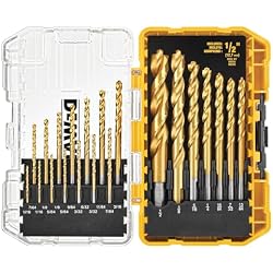 DEWALT Drill Bit Set, 21 Pc. Titanium Nitride Coated Pilot Point DEWALT Bit Set with Case for Wood, Metal and Plastic (DW1361)