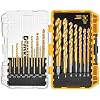 DEWALT Drill Bit Set, 21 Pc. Titanium Nitride Coated Pilot Point DEWALT Bit Set with Case for Wood, Metal and Plastic (DW1361)