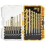 DEWALT Drill Bit Set, 21 Pc. Titanium Nitride Coated Pilot Point DEWALT Bit Set with Case for Wood, Metal and Plastic (DW1361)