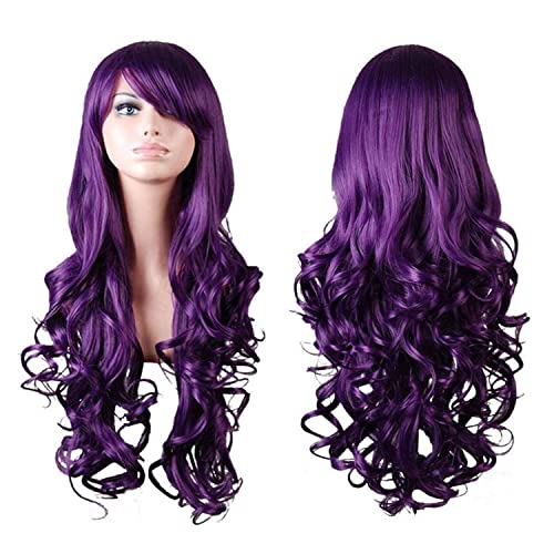 Rbenxia QWQWE Curly Cosplay Wig Long Hair Heat Resistant Spiral Costume Wigs Anime Fashion Wavy Curly Cosplay Daily Party Purple 32 Inch 80Cm thumb #1