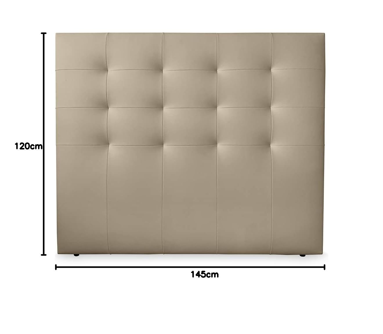 Duérmete Online, Cabecero Modelo Napoli Acolchado, Tapizado en Polipiel de Alta Gama, Medidas: 145 x 120 cm (para Cama de 135 y 140) Beige