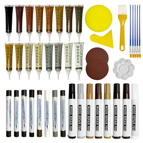 Wooden Furniture Repair kit - a Set of 43 Stain Sticks. Wood Scratch Repair, Floor Scratch Repair, Used for Scratches and Cracks in Wooden Floors, Tables, cabinets, Wooden Doors and Other Hardwood