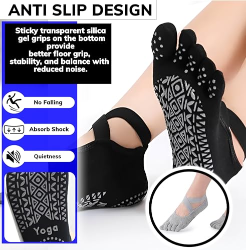 RKINC Pilates Socks for Women, Yoga Socks Non Slip Grip Socks ideal for Yoga, Pure Barre, Ballet, Dance, Hospital, Workout3